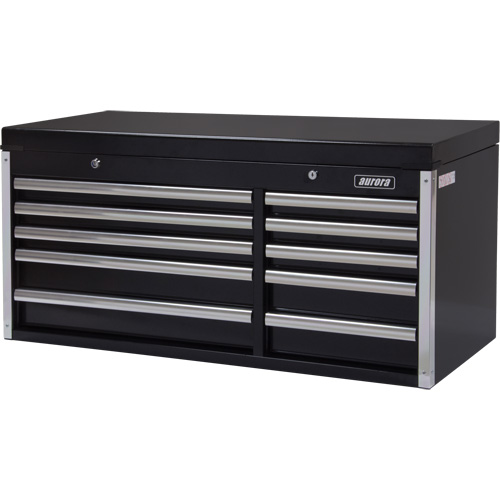 Industrial Tool Chest, 41" W, 10 Drawers, Black O-Max