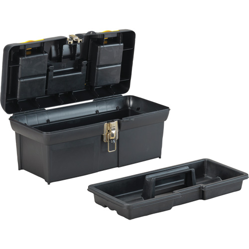 2000 Series Tool Box with Tray, 16" W x 7-1/10" D x 8-1/10" H, Black/Yellow O-Max
