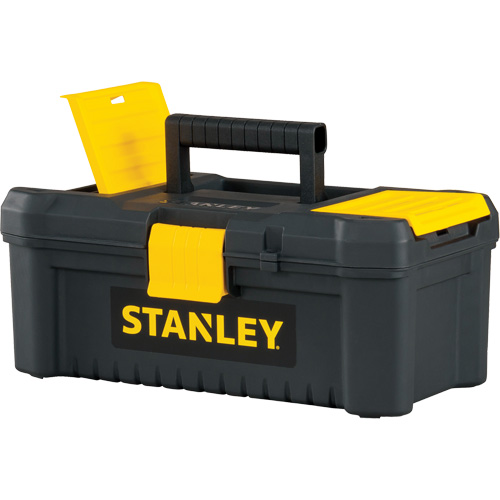 Coffre &agrave; outils avec plateau Essential, 12-1/2" la x 7-3/8" p x 5-1/8" h, Noir/Jaune O-Max