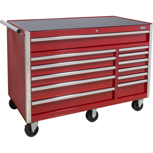 Industrial Tool Cart, 12 Drawers, 56" W x 24-1/2" D x 38-1/8" H, Red O-Max