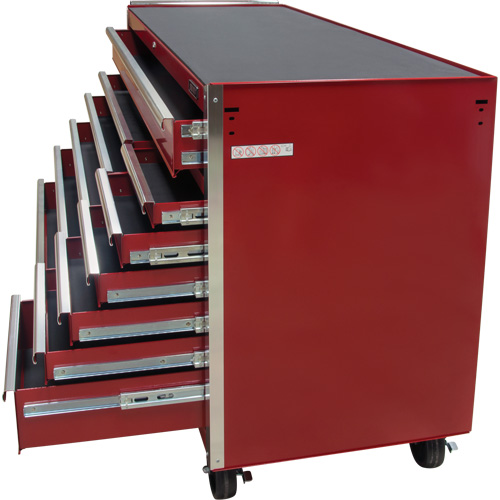 Industrial Tool Cart, 12 Drawers, 56" W x 24-1/2" D x 38-1/8" H, Red O-Max