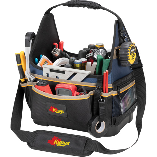 Porte-outils &eacute;lectrique/CHVAC &agrave; base moul&eacute;e, Polyester balistique, 20 pochettes, Noir/Bleu O-Max