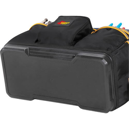 Molded Base Contractor's Closed-Top Tool Bag, Ballistic Polyester, 29 Pockets, Black/Blue O-Max