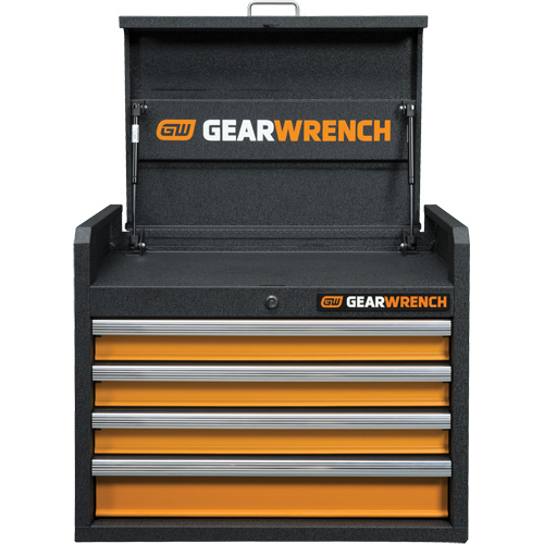 GSX Series Tool Chest, 26" W, 4 Drawers, Black/Orange O-Max