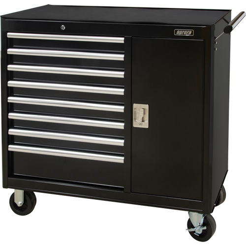 Industrial Tool Cart, 8 Drawers, 44-3/10" W x 21-1/10" D x 36-7/10" H, Black O-Max