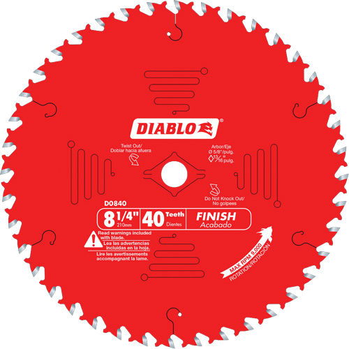 Contractor Saw Blades - Finishing Saw Blades, 8-1/4", 40 Teeth, Wood Use O-Max