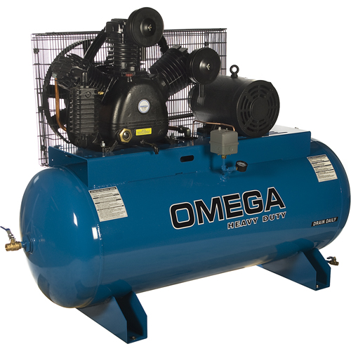 Compresseurs d'air s&eacute;rie industrielle - Compresseurs horizontaux - Deux &eacute;tages, 100 gal. (120 gal. US) O-Max