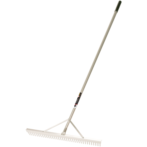 Pro Level Rakes, Aluminum Handle, 36" W, Aluminum Blade, 36 Tines O-Max