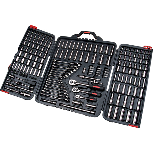 1/4", 3/8" & 1/2" Drive SAE/Metric Socket & Wrench Set, 210 Pcs, Deep O-Max