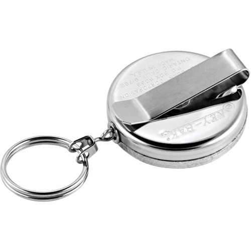 The Original Key Reel, Chrome, 24" Cable, Belt Clip Attachment O-Max