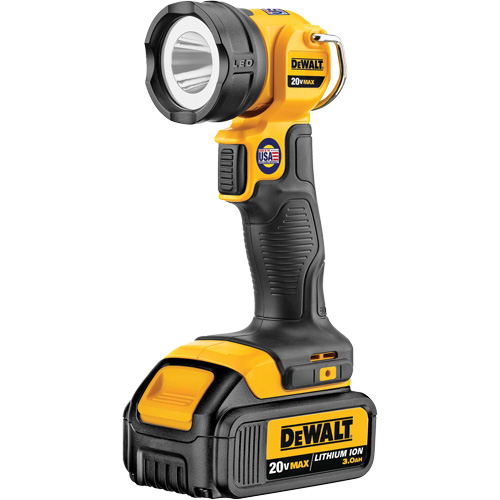 Lampe de travail Max, DEL, 110 lumens, 11 hres de fonctionnement, Bloc-pile Rechargeable, Plastique O-Max