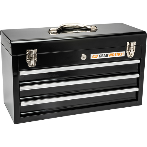 Boîte &agrave; outils portative, 20" la, 3 tiroirs, Noir O-Max
