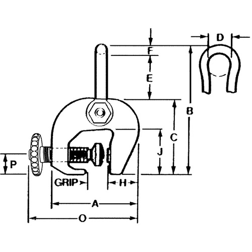 Serre-plaque de type SAC, 12 000 lb (6 tonnes), Ouverture de la m&acirc;choire de 0" - 3" O-Max