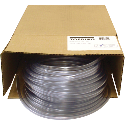 Tubing, Air/Water, 0.375" OD x 100' L, PVC, Clear, 55 PSI @ 20°C O-Max