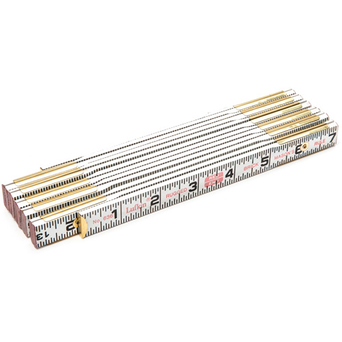 Red End&reg; Brick Mason Rule, 6' L, Wood, 1/16" Graduations O-Max