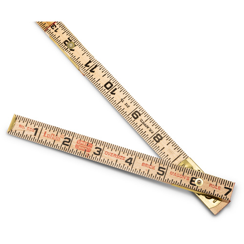 Red End&reg; Oversized Brick Mason Rule, 6' L, Wood, 1/16" Graduations O-Max