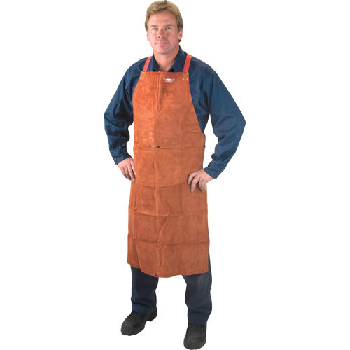 Leather Apron, Bib, 48" L, Lava Brown O-Max