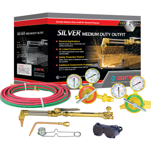 Silver Medium-Duty Welding & Cutting Outfits, 1/2" Cut, 1/4" Weld O-Max