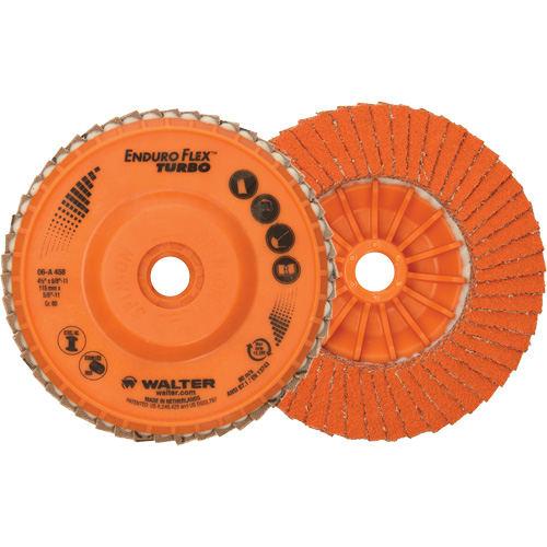 Disque &agrave; lamelles Enduro-Flex Turbo, 4-1/2" x 5/8"-11, Type 27S, Grain 80, C&eacute;ramique O-Max