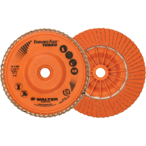 Disque &agrave; lamelles Enduro-Flex Turbo, 5" x 5/8"-11, Type 27S, Grain 80, C&eacute;ramique O-Max