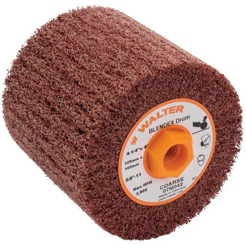 Tambour de conditionnement de surface Blendex ALLSTEEL, 4-1/4" dia. x 4" la, 5/8"-11 Arbre, Grain Cors&eacute; O-Max