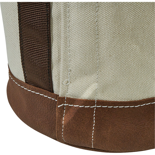 Sceau &agrave; fond en cuir, 17" h, Toile, Blanc O-Max