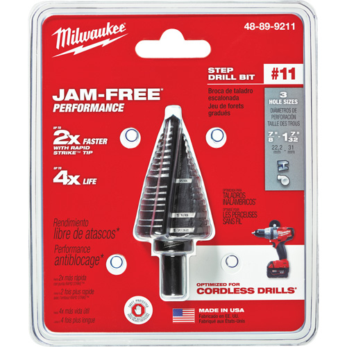 Foret &eacute;tag&eacute; no 11, 7/8" - 1-7/32", Acier rapide O-Max