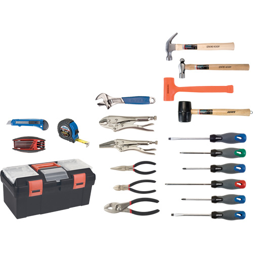 Jeu d'outils essentiels avec coffret en plastique, 28 morcea O-Max
