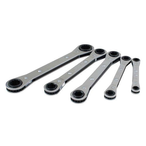 Wrench Set, Ratcheting Box, 5 Pieces, Metric O-Max