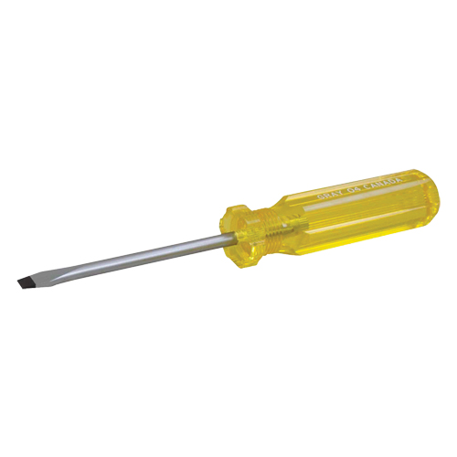 Slotted Screwdriver, 1/4", 8-1/4" L, Plastic Handle O-Max