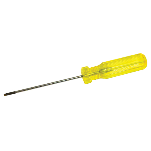 Tournevis &agrave; fente d'&eacute;lectricien, Tige de 1/8", Ronde, 7-1/4" lo, Prise en Plastique O-Max
