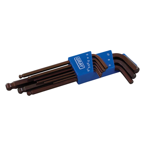 Long Arm Ball Hex Key Set, 9 Pcs., Metric O-Max