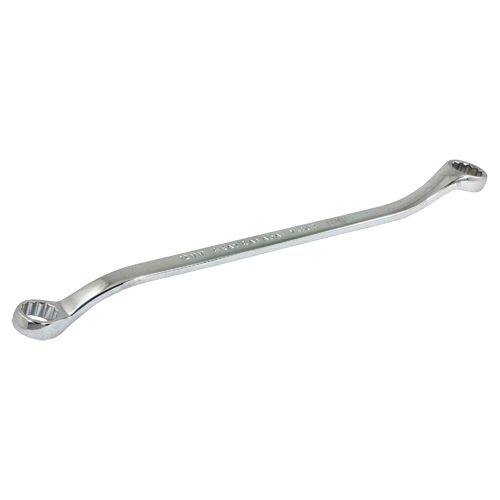 Box End Wrench, 12 Point, 12 mm x 13 mm, 15° Offset, Chrome Finish O-Max