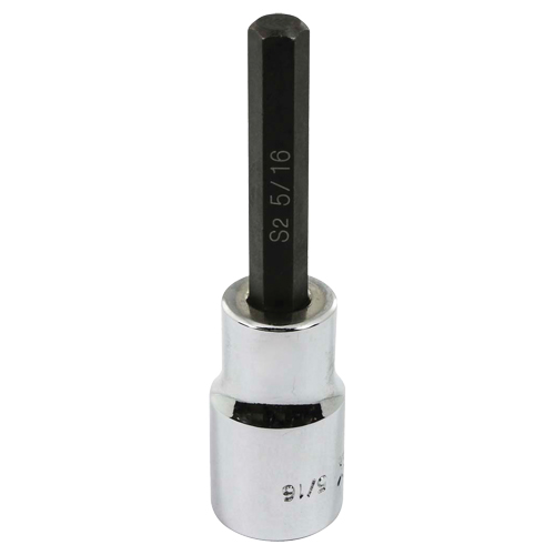 Bit Socket, Hex, 5/16" x 3-1/4" L, 1/2" Square Drive Drive O-Max