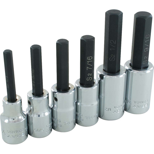 Hex Head Socket Set, Hex, 1/2" Drive, 6 Pcs O-Max