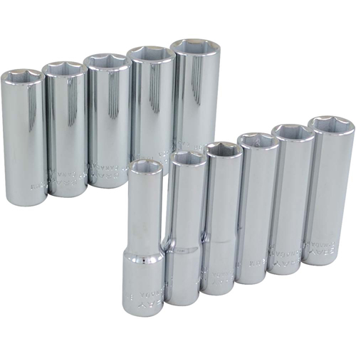 Socket Set, 11 Pcs, 3/8" Drive Size, Deep O-Max