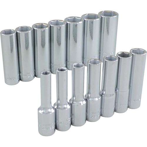 Jeu de douilles, 14 Mcx, Prise de 3/8", Profond O-Max