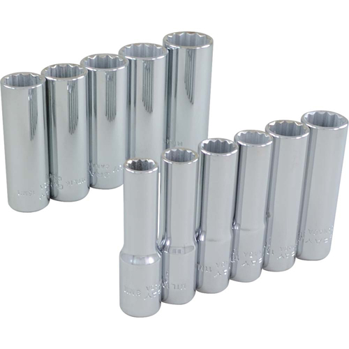 Socket Set, 11 Pcs, 3/8" Drive Size, Deep O-Max