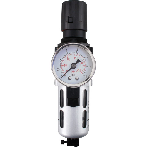 Filtre/r&eacute;gulateur d'air modulaire (manom&egrave;tre compris), 1/4" NPT, 145 PSI, Capacit&eacute; de 0,3 oz liq. O-Max