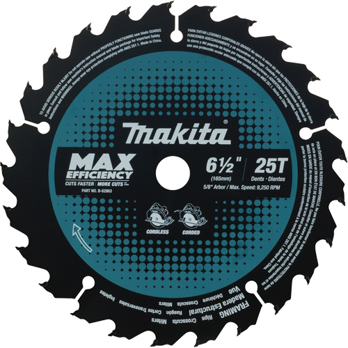 Max-Efficiency Circular Saw Blade, 6-1/2", 25 Teeth, Laminate/Wood Use O-Max