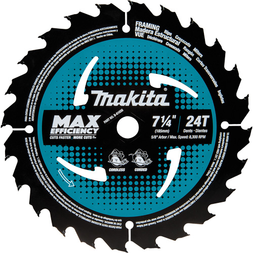 Lame de scie circulaire &agrave; pointe au carbure, 7-1/4", 24 dents, Pour Bois O-Max