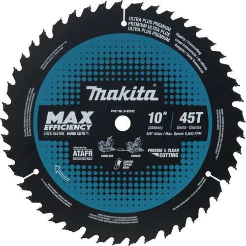 Lame de scie &agrave; onglets, 10", 45 dents, Pour Bois O-Max