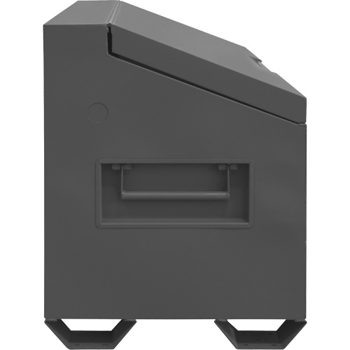 Boîte de rangement &agrave; couvercle inclin&eacute; pour le chantier, 60" x 30" x 39-3/8", Acier, Gris O-Max