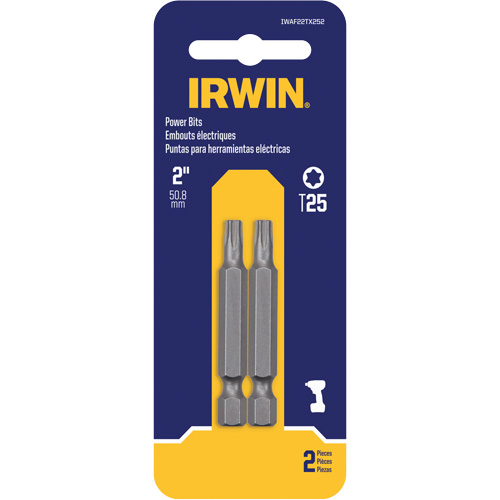 Power Bits, Torx, T-20 Tip, 1/4" Drive Size, 2" Length O-Max