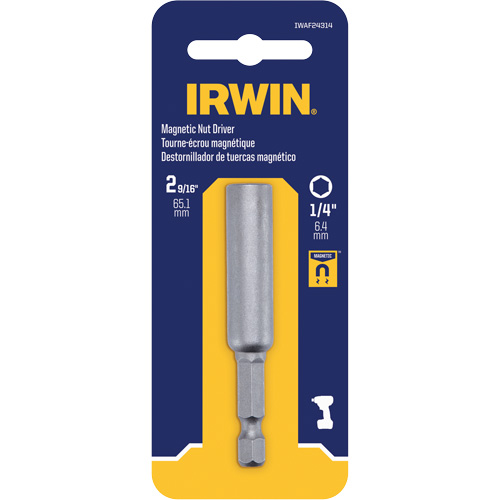 Nutsetter, 1/4" Tip, 1/4" Drive, 2-9/16" L, Magnetic O-Max
