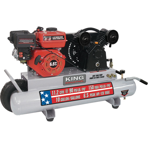 Wheelbarrow Air Compressor, Gas, 10 Gal. (12 US Gal), 150 PSI O-Max