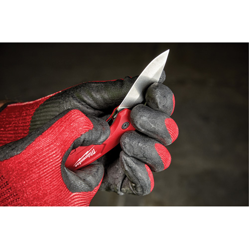 Compact Folding Knife, 2-1/2" Blade, Stainless Steel Blade, Metal Handle O-Max