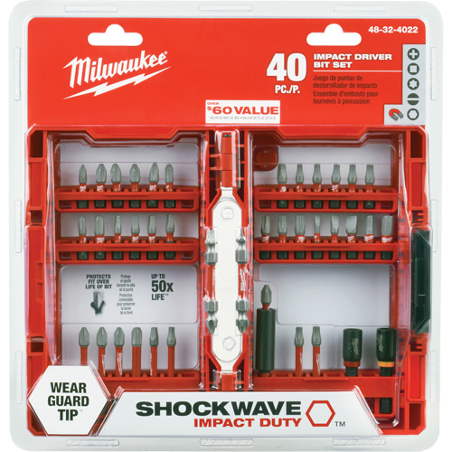 Jeu de 40 embouts de visseuse &agrave; percussion Shockwave Impact-Duty O-Max