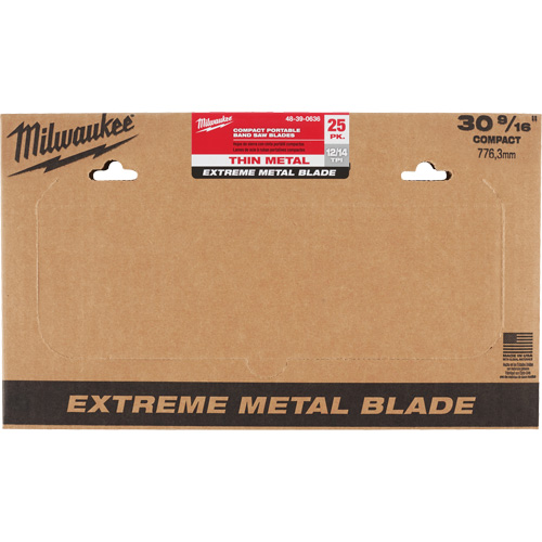 Extreme Metal Band Saw Blades, High Speed Steel, 30-9/16" L x 1/2" W x 0.02" Thick, 12/14 TPI O-Max
