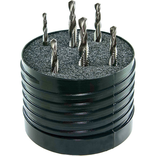 Jeu de tarauds & forets combin&eacute;s DRILLCO, 6 morceaux, Acier rapide O-Max
